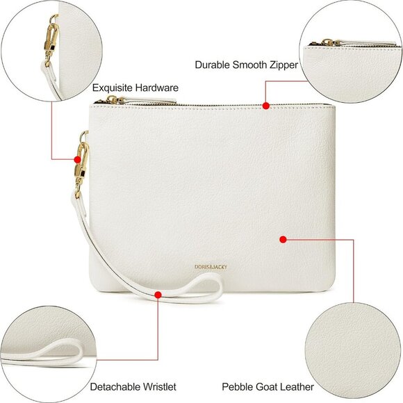 Lambskin Leather Wristlet Clutch Purse for Women Soft Designer Slim Cell Phone P - Picture 2 of 6